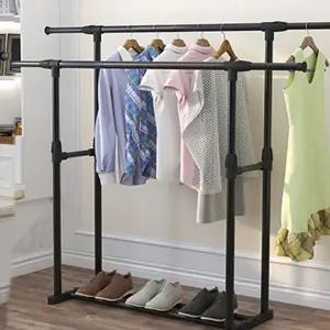 더블 행거 튼튼한 이동식 옷걸이 조립식 행거 철제 옷장 원룸 침실