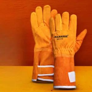 프리사이즈 소가죽 내피유 34CM 용접 장갑 WG-LIG 1쌍/안전/절연/내열/겨울/공업/알곤/방열/아크/두꺼운/티