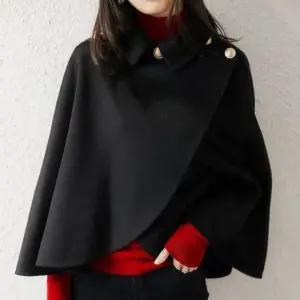 케이프코트 여성 버튼 망토코트 모직 A. 레드 M