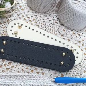 타원형 코바늘 뜨개 가방바닥 가죽밑판 베이지