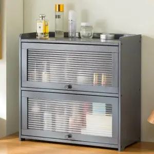 원목찬장 레트로 그릇장 2단 정리대 우드 주방