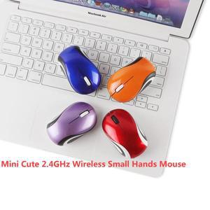 미니 귀여운 2.4GHz 무선 작은 손 마우스 USB 휴대용 광학 일시 중지 인체 공학적 컴퓨터 게임 노트북 PC