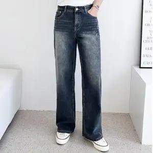 디자인 청바지 베이직한 남자 와이드핏 워싱 데님팬츠