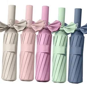 자외선 차단 단우산 버튼식 겸용 튼튼한 자동 우산 접이식 휴대용 대비 직장인 가방 보관 수동