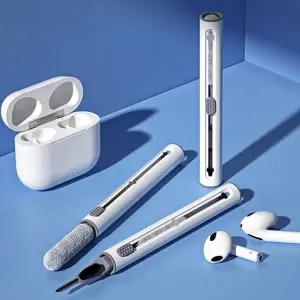 무선 이어폰 청소 이어셋 클리너 헤드 이어폰 청소 도구 블루투스 극세사 케이스 핸드폰 브러쉬 일체형