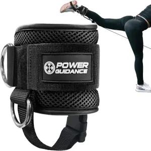 전력 유도 케이블 머신용 파워 가이드 앵클 스트랩 트 운동용 킥백 다리 확장용 - D-링이 있는 조절 가능한