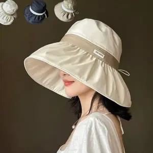 여성 버킷 햇 접이식 와이드챙 데일리 여성 벙거지 모자 여름 조절 아웃도어 자외선 라피아 가리개 햇빛