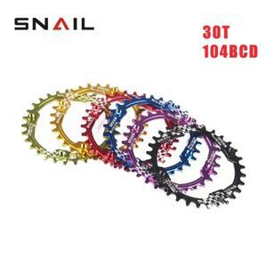 SNAIL 체인링 104bcd 30T 라운드 체인휠 좁은 와이드 MTB 크랭크셋 플레이트 산악 자전거 치아 BCD 104 휠