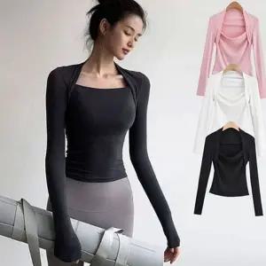 여성 요가 티셔츠 홀터넥 스퀘어넥 필라테스복 여성 필라테스 상의 요가복 폴리에스터 보트넥 헬스복