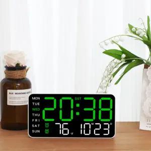 디지털 벽걸이 시계 무소음 거실 온도 led 벽걸이 시계 알람 탁상