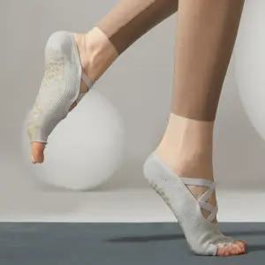 여성 필라테스 양말 스트랩 미끄럼 오픈토 여성 요가 양말 발가락