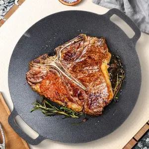 무쇠 그리들 캠핑용 휴대용 바베큐 캠핑 그리들 주물 후라이팬 구이용 주방용 논스틱 테이블 고기 가스