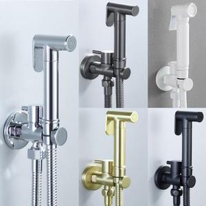 호환상품 황동 핸드헬드 변기 비데 분무기 세트 액세서리 욕실 블랙 수도꼭지 샤워헤드 셀프 클리닝 화이트