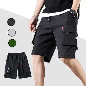 남성 카고 반바지 고무줄 캐주얼 여름 남성 밴딩 반바지 5부 트레이닝