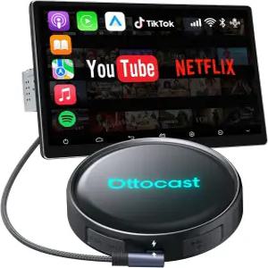 OTTOCAST P3 프로 AI 박스 - 무선 카플레이 및 안드로이드 오토 어댑터 13 오토드라이브 3.0 HDMI 출력 8GB