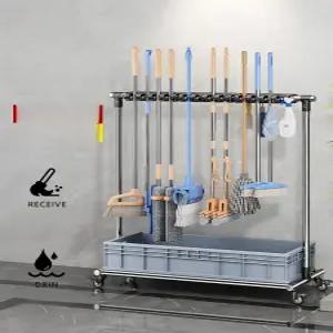 이동식 대걸래 걸이대 청소도구함 정리대 밀대 보관함