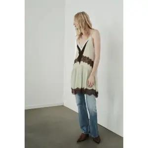 ZARA 레이스 콤비 숏 원피스 - 브라운 / 그린