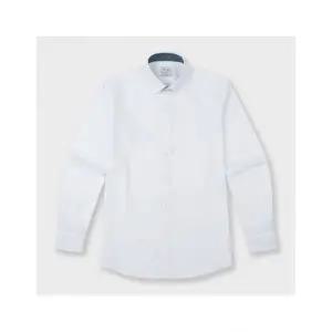 예작 슬림핏 폴리스판 스트레치 솔리드 셔츠 화이트 YJ4SBS154WH