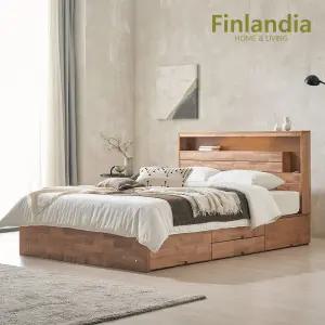 넬슨 LED 원목 수납침대 퀸Q