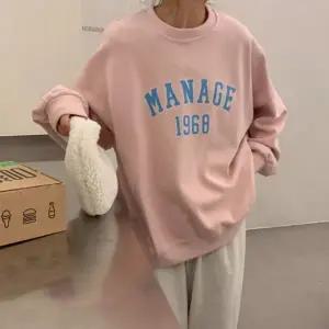 핑크맨투맨 루즈핏맨투맨 여자봄코디 레터링 캐주얼룩 봄 레터링티셔츠 맨투맨