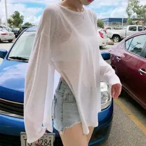 (색상-사이즈 화이트-FREE)시스루 여성봄티셔츠 절개 여자크롭맨투맨 박시맨투맨 여자봄티셔츠