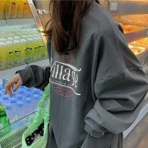 ( )여성 기모 박스 맨투맨 오버핏 긴 팔 티 셔츠 챠콜 여자 맨투맨티 봄맨투맨 여성봄 회색