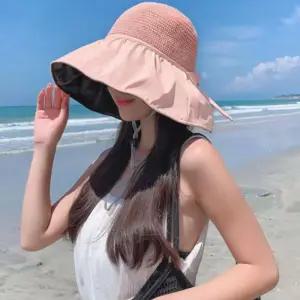 플로피 라탄 와이드 햇 여성 여름 챙넓은 암막 코팅 햇빛 차단