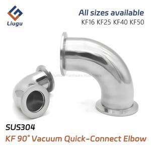 304 스테인리스 스틸 KF 진공 90도 엘보 위생용 트라이 클램프 퀵 릴리즈 플랜지 조인트 파이프 피팅 KF16