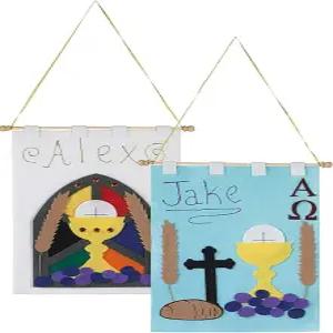 가톨릭 를 위한 첫 번째 성찬 배너 키트 예술 및 공예 펠트와 글리터 펜을 사용한 DIY 주일학교 교회 활동