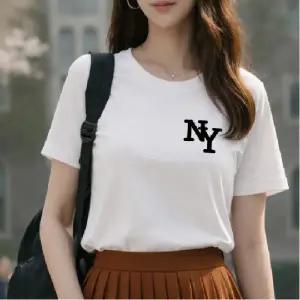 ( )댄디코이라 슬림핏룩 봄여름티셔츠 반소매 NY자수 Y2K스타일 데님코디 치마코디 체육복코디 꾸안꾸룩