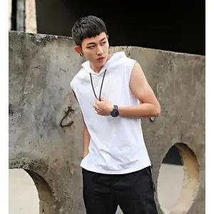 여름철 얇고 시원한 후드 민소매 티셔츠