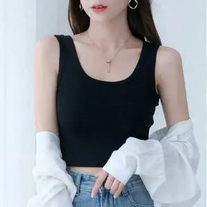 여자 여름 청바지 코디 크롭 기본 무지 나시 티셔츠