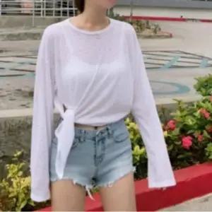 여리여리 썸머 시스루 루즈 니트 티 여름 긴팔 니트 비치웨어