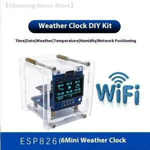 (M)1세트 WIFI 디지털 시계 ESP8266 미니 소형 날씨 DIY 납땜 키트 전자 다기능 기상 관측소