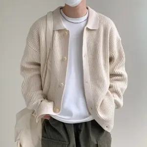 남성 3컬러 데일리 버튼업 카라 니트 가디건 IS-JK58