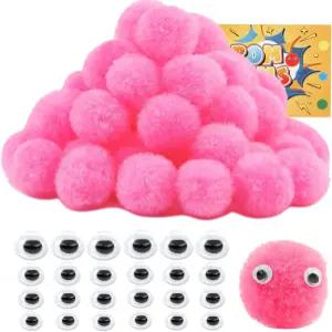 LOKUNN 1인치 폼 예술 및 공예를 위한 핑크 자기 접착 눈이 있는 부드럽고 푹신한 볼 DIY 결혼식