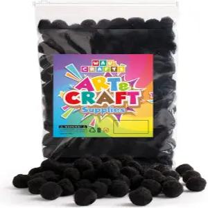 300개 1인치 - 재사용 가능한 지퍼백에 담긴 블랙 폼 볼 예술 및 DIY 프로젝트용 폼폼