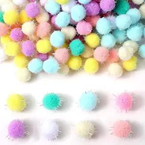240개 공예용 폼폼 미니 폼폼볼 벌크 퍼지 퍼프볼 DIY 예술 공예 프로젝트 홈 데코레이션 여름 휴가 파티