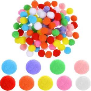 공예용 폼폼 100개 0.79인치 멀티컬러 벌크 DIY 아트용 퍼지 퍼프볼 공예품 제작 장식 프로젝트 홈 파티
