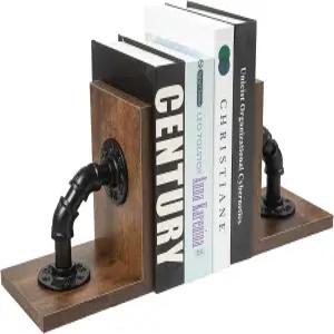 현대 산업 스타일의 파이프 오피스 데스크톱 책장 정리함 스토퍼 홀더 논스키드 선반 장식 1쌍(다크