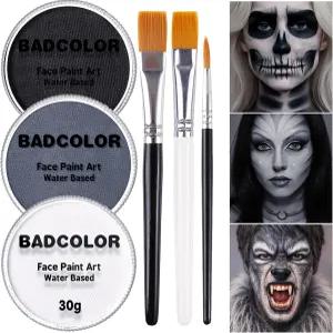 화이트 블랙 그레이 스켈레톤 메이크업 페이스 바디 페인트 할로윈을 위한 페인팅 브러시가 포함된 해골