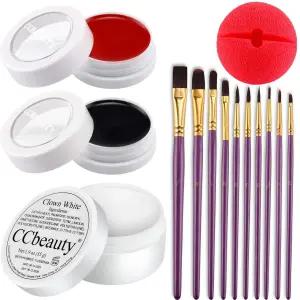 CC뷰티 클라운 메이크업 세트 화이트/블랙/레드 페이스 페인트 - 할로윈 서커스 조커 유령 코스프레