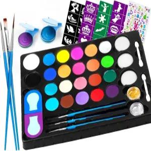 코바큐어 할로윈 페이스 페인팅 키트 - 메이크업 코스프레 카니발 및 무대 공연을 위한 22가지 선명한