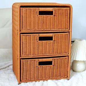 라탄 3단서랍장 협탁 C형 북유럽 탁자 서랍 수납장 정리함