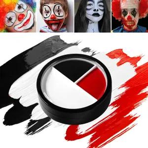 3색 블랙 화이트 레드 페이스 바디 페인트 할로윈 광대 메이크업을 위한 프로 오일 기반 코스프레 조커