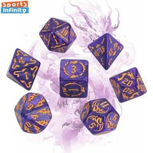 드래곤 인쇄 다면체 주사위 세트 Dnd COC Cthulhu TRPG 러닝 팀 테이블 게임 패션 번호 7