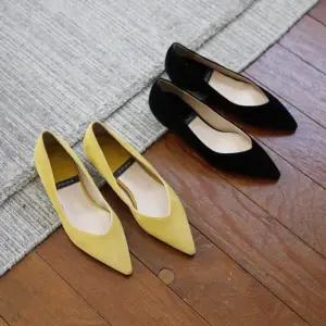 국내제작 뾰족코 스웨이드 브이라인 낮은굽 여성 플랫Y KOa9+9nFQ