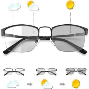 미리야 포토크로믹 전환 프로그레시브 멀티포커스 리딩 글래스 스프링 힌지 UV400 선글라스 안티 글레어 선