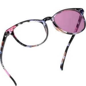 YEIN 블루 라이트 차단 안경 변색 방지 핑크 선글라스 눈의 피로 컴퓨터 판독 게이밍 여성용 TV 눈부심