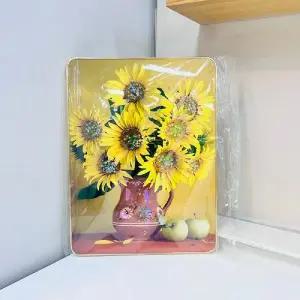 큐빅 액자 30x40 해바라기 8송이 화병 명화 탁상용 인테리어